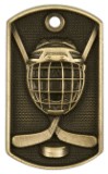 2" Antique Gold 3D Hockey Dog Tag