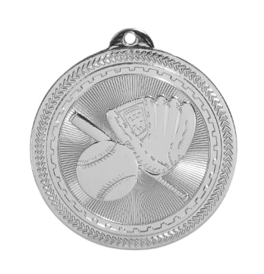 Bright Silver Baseball/Softball Laserable BriteLazer Medal