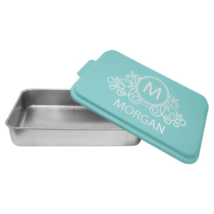 9" x 13" Aluminum Cake Pan with Teal Lid