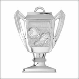 Soccer cup medallion, bright silver