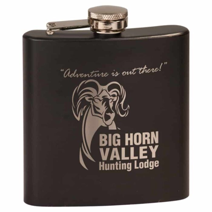 6 oz. Matte Black Laserable Stainless Steel Flask TPS-FSK602