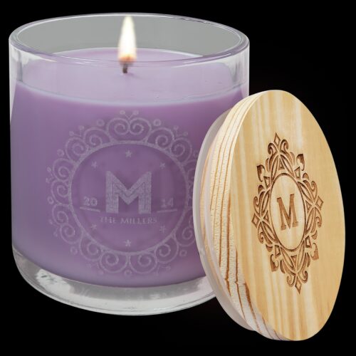 14 oz. Lavender Vanilla Candle in a Glass Holder with Wood Lid TPS-CDL1053